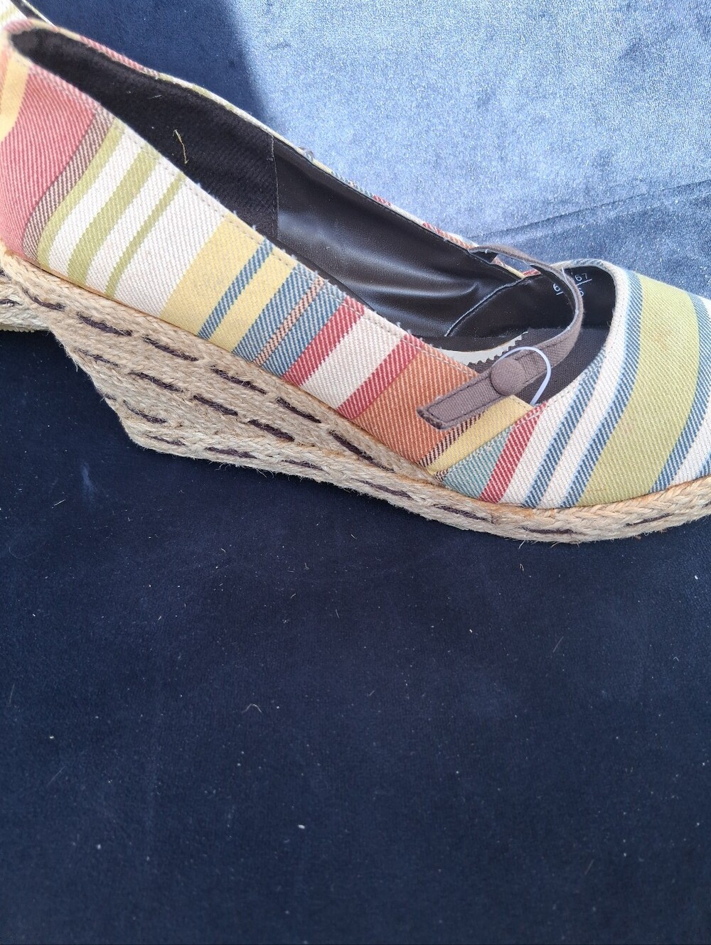 Dexter Striped Canvas Mary Jane Flats - Yellow, Blue, Red - Picture 3 of 6